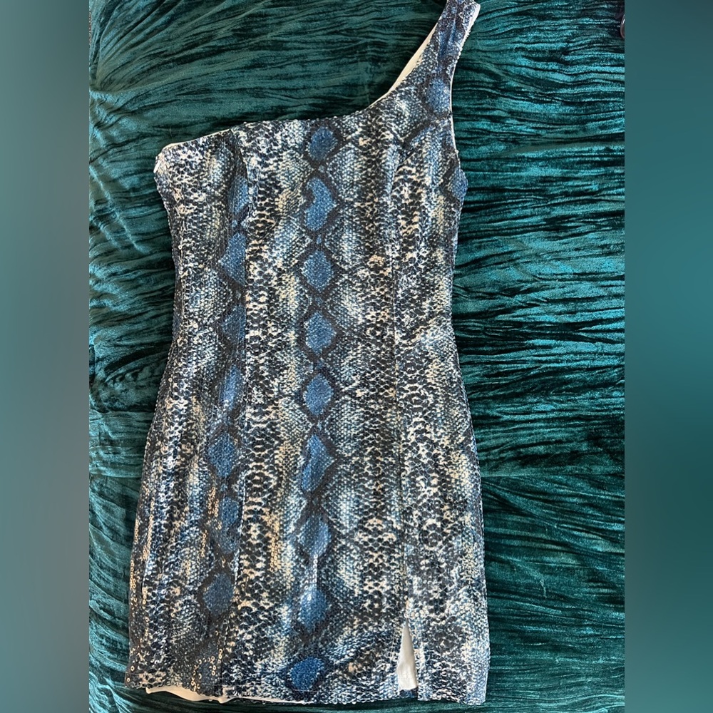 Superdown blue snake print dress